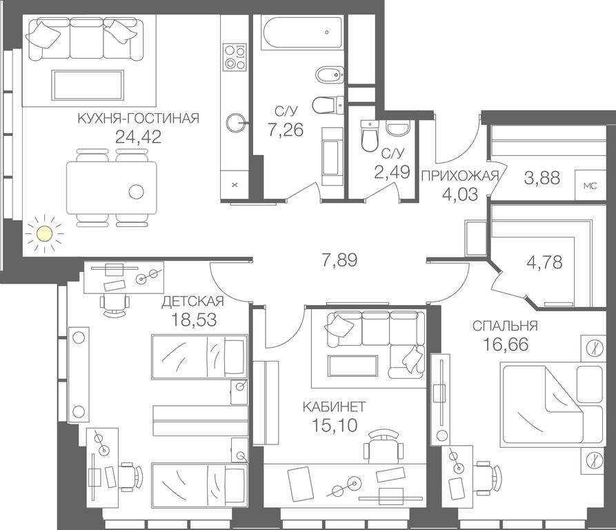 2-BD Apartment Sale, 105.04 sq. m. at Headliner, Shmitovsky Drive, 39, Moscow, Russia #1 2-BD Apartment Sale, 105.04 sq. m. at Headliner, Shmitovsky Drive, 39, Moscow, Russia #1