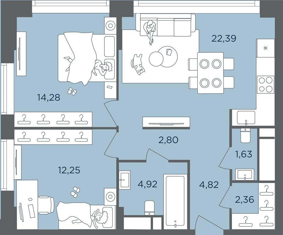 1-BD Apartment Sale, 65.45 sq. m. at Headliner, Shmitovsky Drive, 39, Moscow, Russia #2