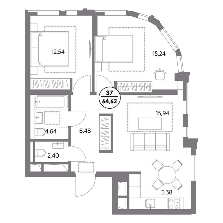3-BD Apartment Sale, 66.6 sq. m. at Dom56, Fridrikha Engelsa Street, 56с1, Moscow, Russia #1 3-BD Apartment Sale, 66.6 sq. m. at Dom56, Fridrikha Engelsa Street, 56с1, Moscow, Russia #1