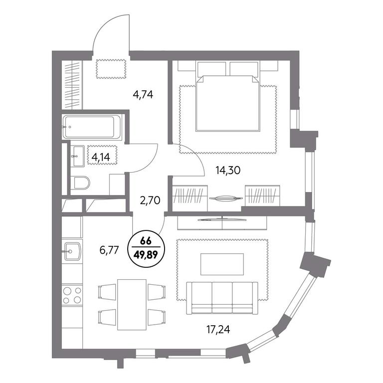 2-BD Apartment Sale, 51.2 sq. m. at Dom56, Fridrikha Engelsa Street, 56с1, Moscow, Russia #1 2-BD Apartment Sale, 51.2 sq. m. at Dom56, Fridrikha Engelsa Street, 56с1, Moscow, Russia #1