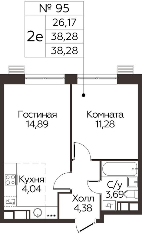 1-BD Apartment Sale, 38.28 sq. m. at Kvartal Rumyantsevo, ulitsa Admirala Kornilova, с1, Mosrentgen Settlement, Moscow, Russia #1