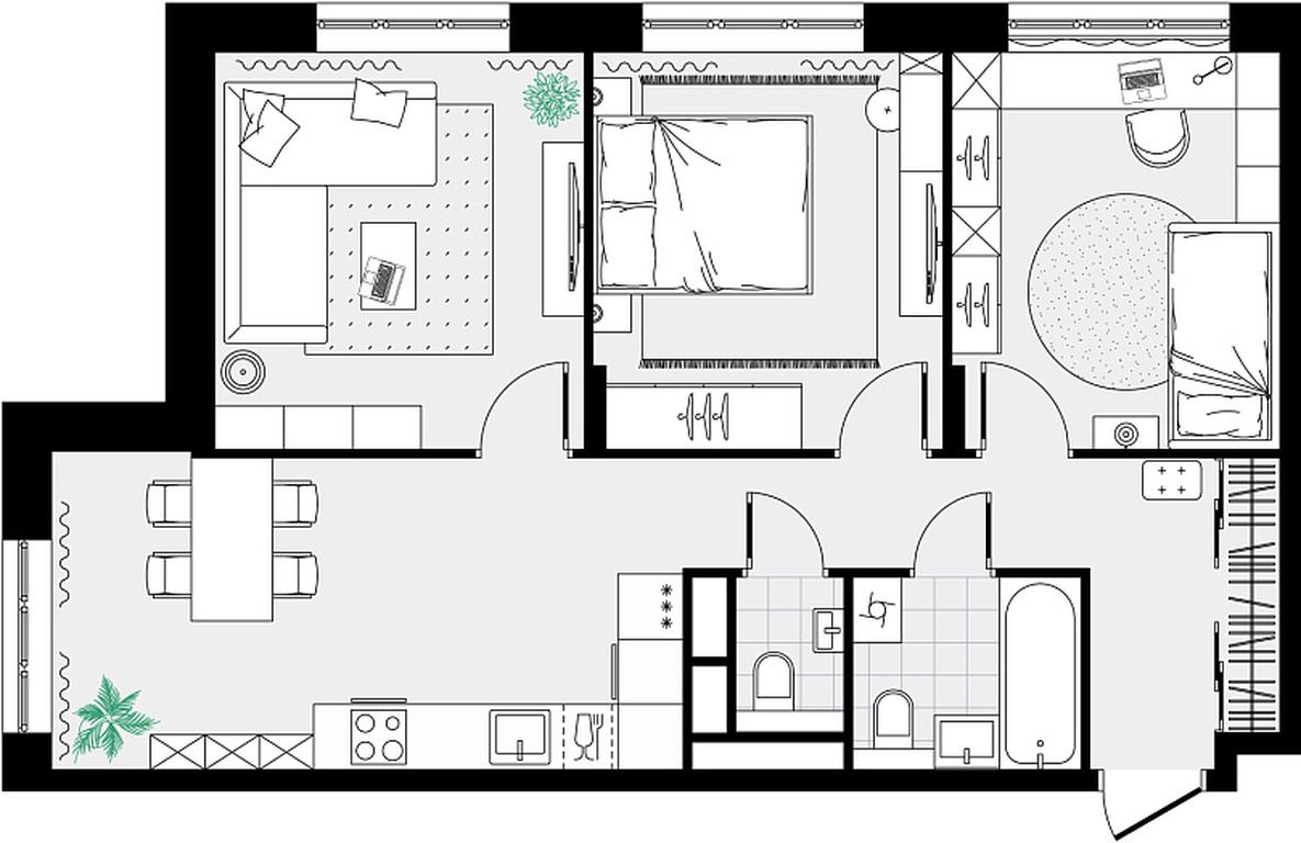 2-BD Apartment Sale, 65.52 sq. m. at Novograd Pavlino, Kosinskoye shosse, 2, Novoye Pavlino Microdistrict, Balashikha, Moscow Region, Russia #2