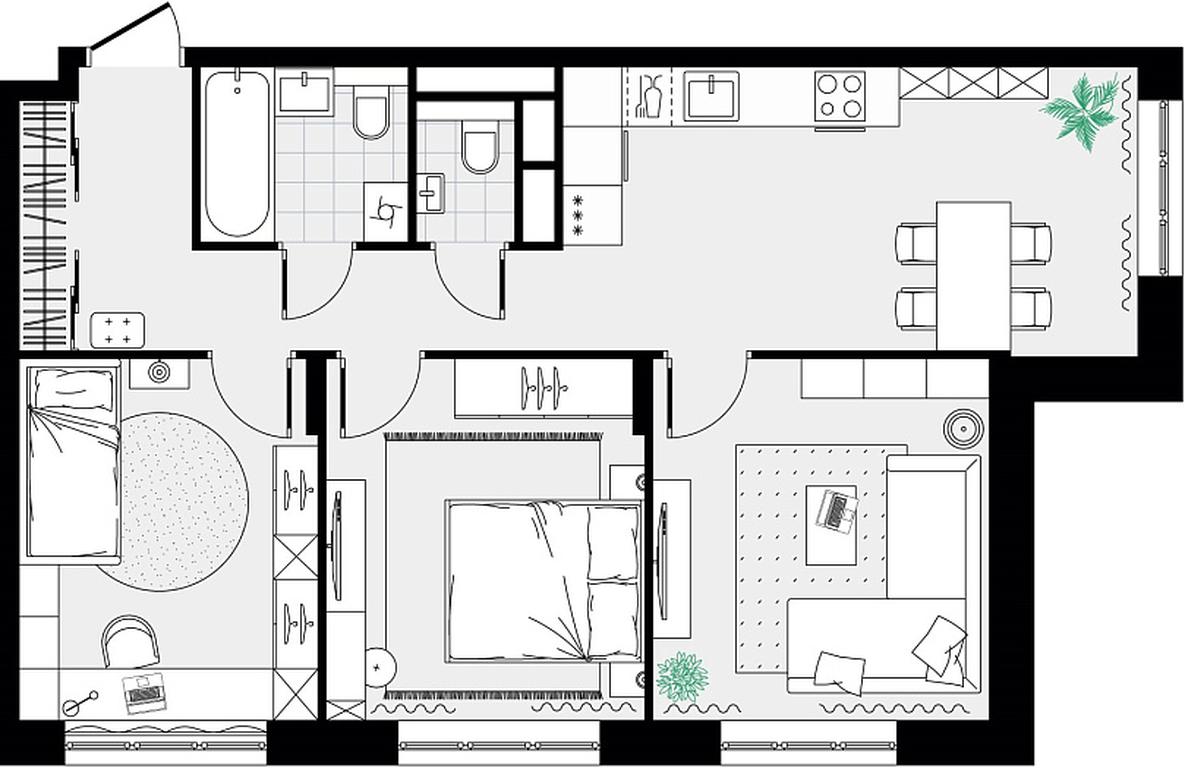 3-BD Apartment Sale, 65.52 sq. m. at Novograd Pavlino, Kosinskoye shosse, 2, Novoye Pavlino Microdistrict, Balashikha, Moscow Region, Russia #2
