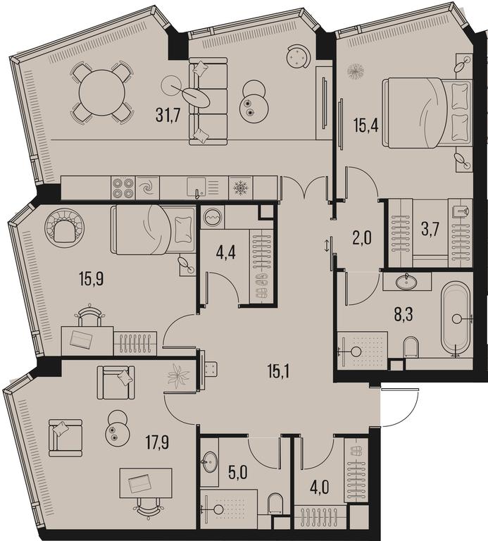 3-BD Apartment Sale, 125.5平方米 at High Life, Letnikovskaya Street, 11/10с1, Moscow, Russia #1