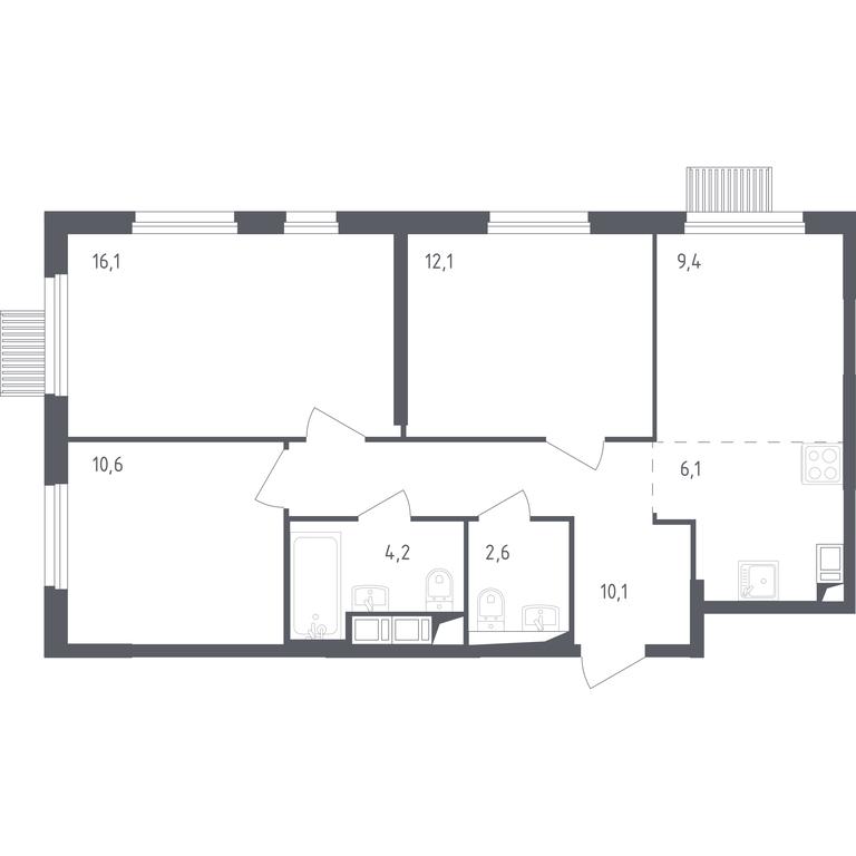 2-BD Apartment Sale, 69.5 sq. m. at Mytishchi Park, Silikatnaya ulitsa, 41к3, Mytischi, Moscow Region, Russia #1
