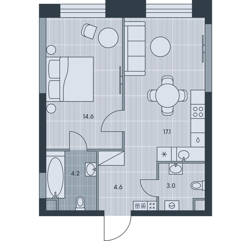 1-BD Apartment Sale, 43.5 sq. m. at Ever, Obrucheva Street, вл23, Moscow, Russia #1 1-BD Apartment Sale, 43.5 sq. m. at Ever, Obrucheva Street, вл23, Moscow, Russia #1