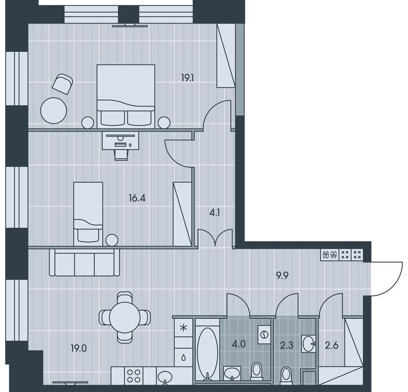2-BD Apartment Sale, 77.4 sq. m. at Ever, Obrucheva Street, вл23, Moscow, Russia #1
