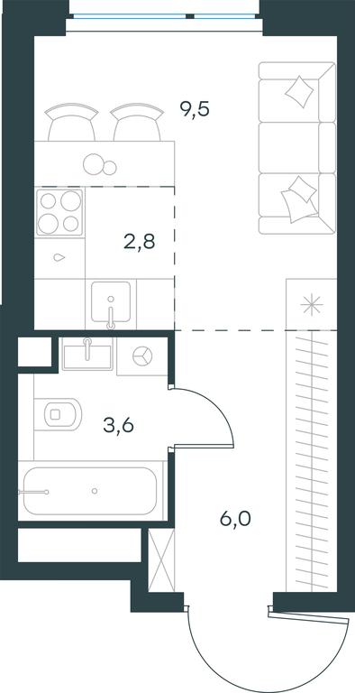 Apartment Sale, 21.9 sq. m. at Level Michurinskiy, Озёрная улица, вл1, Москва, Россия #1