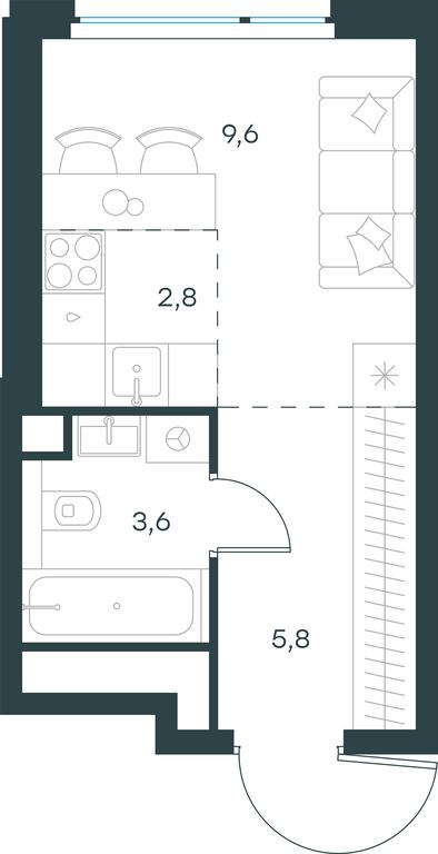 Apartment Sale, 21.8 sq. m. at Level Michurinskiy, Озёрная улица, вл1, Москва, Россия #2