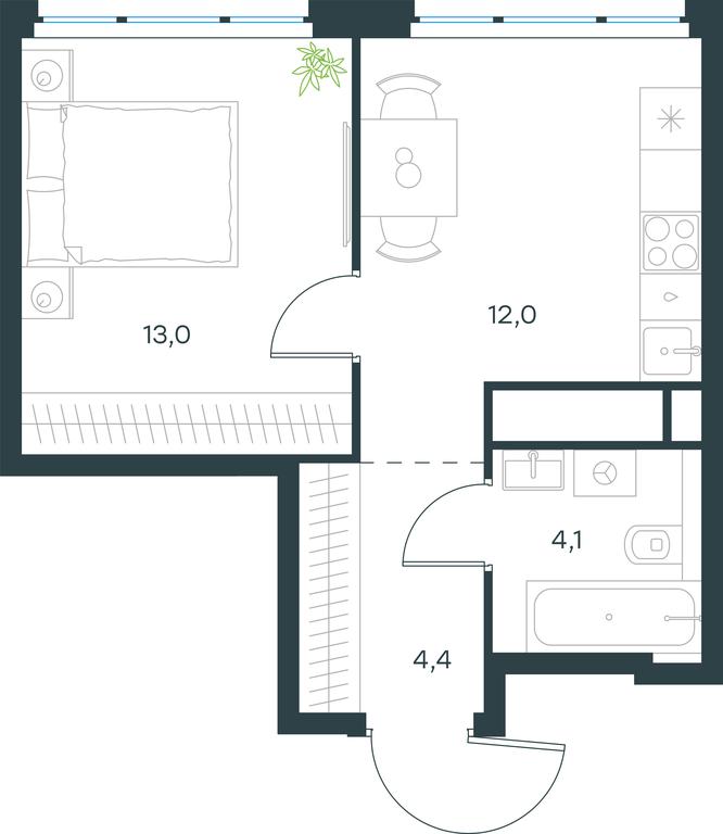 Apartment Sale, 33.5 sq. m. at Level Michurinskiy, Озёрная улица, вл1, Москва, Россия #1 Apartment Sale, 33.5 sq. m. at Level Michurinskiy, Озёрная улица, вл1, Москва, Россия #1