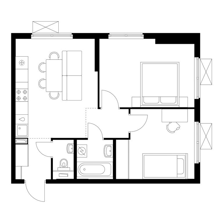 2-BD Apartment Sale, 51.2 sq. m. at Volzhskiy Park, 1st Grayvoronovsky Drive, 3с11, Moscow, Russia #1
