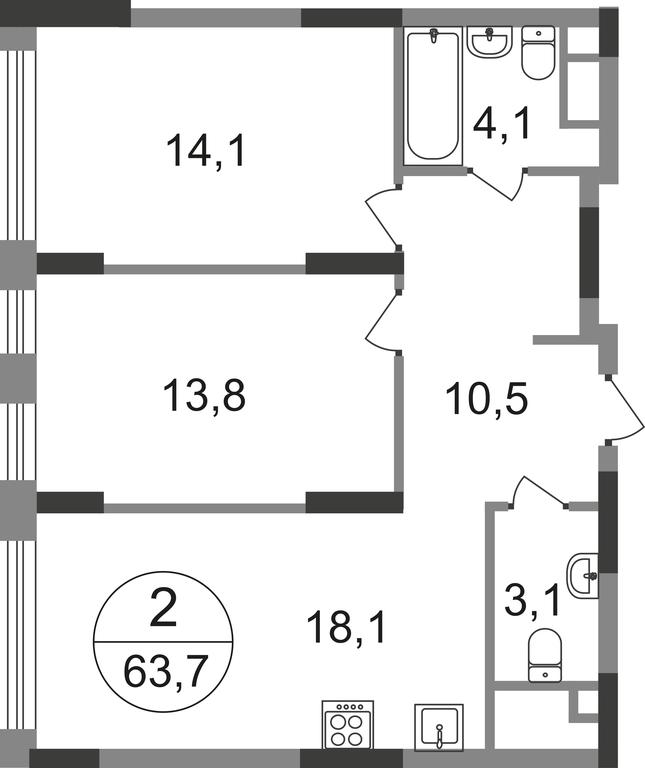 2-BD Apartment Sale, 63.7 sq. m. at Peredelkino Blizhnee, Korneya Chukovskogo Street, 1, Vnukovskoye Settlement, Moscow, Russia #1 2-BD Apartment Sale, 63.7 sq. m. at Peredelkino Blizhnee, Korneya Chukovskogo Street, 1, Vnukovskoye Settlement, Moscow, Russia #1