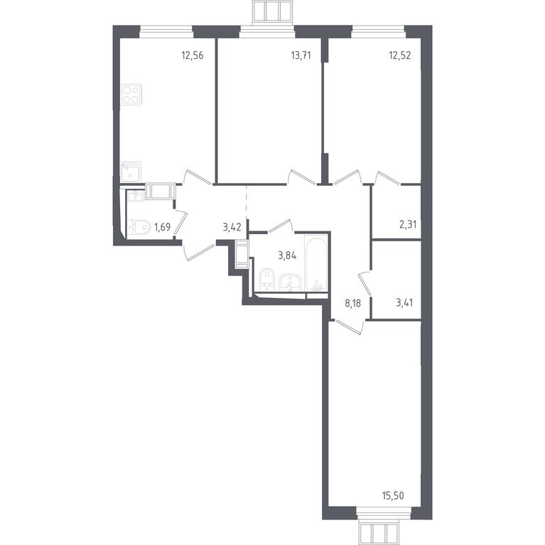 2-BD Apartment Sale, 77.1平方米 at Gorki Park, Shkolnaya ulitsa, 2, derevnya Korobovo, Leninskiy City District, Moscow Region, Russia #1
