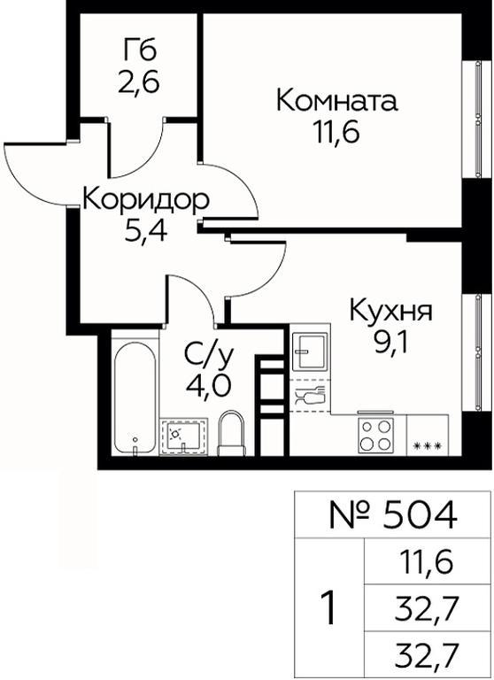 Apartment Sale, 32.7 sq. m. at Tsvetochnye Poliany, kvartal № 23, Filimonkovskoye Municipal Formation, Moscow, Russia #1