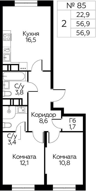 Продажа 1-комн. квартиры, 56,9 м² в ЖК «Цветочные Поляны», квартал № 23, поселение Филимонковское, Москва, Россия #1 Продажа 1-комн. квартиры, 56,9 м² в ЖК «Цветочные Поляны», квартал № 23, поселение Филимонковское, Москва, Россия #1
