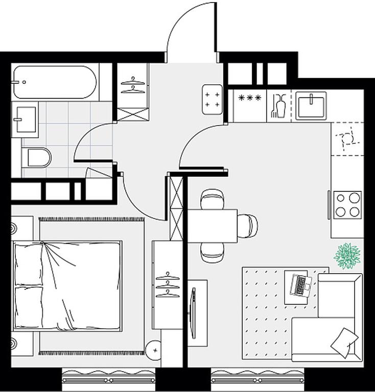 Apartment Sale, 32.6 sq. m. at Tsvetochnye Poliany, kvartal № 23, Filimonkovskoye Municipal Formation, Moscow, Russia #2