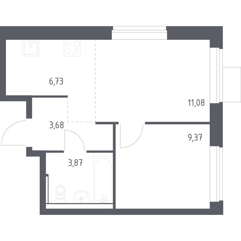 Apartment Sale, 34.73 sq. m. at Prigorod Lesnoe, Molodyozhny bulvar, 6, derevnya Misaylovo, Leninskiy City District, Moscow Region, Russia #2