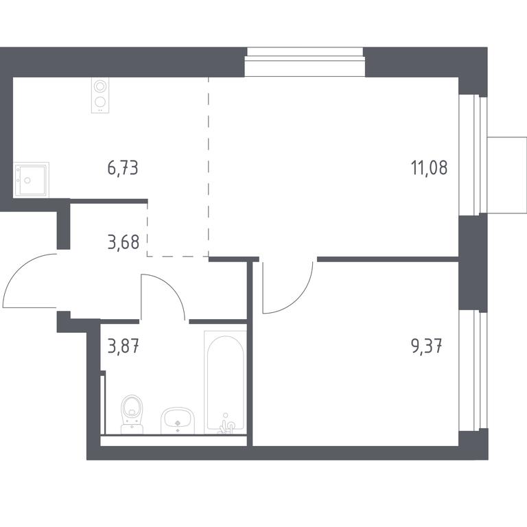 Apartment Sale, 34.73 sq. m. at Prigorod Lesnoe, Molodyozhny bulvar, 6, derevnya Misaylovo, Leninskiy City District, Moscow Region, Russia #1