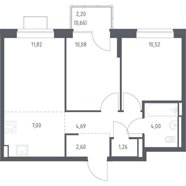 1-BD Apartment Sale, 52.63平方米 at Bogdanovskiy Les, derevnya Bogdanikha, Leninskiy City District, Moscow Region, Russia #1 1-BD Apartment Sale, 52.63平方米 at Bogdanovskiy Les, derevnya Bogdanikha, Leninskiy City District, Moscow Region, Russia #1