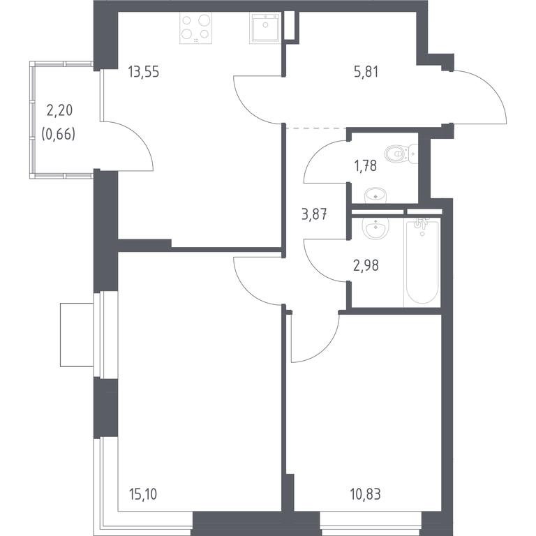 1-BD Apartment Sale, 54.58平方米 at Bogdanovskiy Les, derevnya Bogdanikha, Leninskiy City District, Moscow Region, Russia #1 1-BD Apartment Sale, 54.58平方米 at Bogdanovskiy Les, derevnya Bogdanikha, Leninskiy City District, Moscow Region, Russia #1