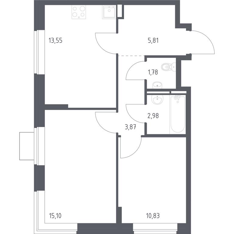 1-BD Apartment Sale, 53.92 sq. m. at Bogdanovskiy Les, derevnya Bogdanikha, Leninskiy City District, Moscow Region, Russia #1 1-BD Apartment Sale, 53.92 sq. m. at Bogdanovskiy Les, derevnya Bogdanikha, Leninskiy City District, Moscow Region, Russia #1