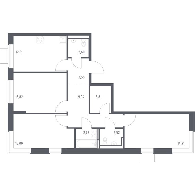 2-BD Apartment Sale, 78.35平方米 at Bogdanovskiy Les, derevnya Bogdanikha, Leninskiy City District, Moscow Region, Russia #1 2-BD Apartment Sale, 78.35平方米 at Bogdanovskiy Les, derevnya Bogdanikha, Leninskiy City District, Moscow Region, Russia #1