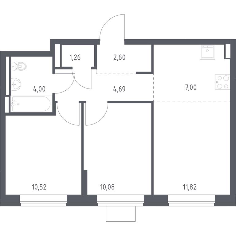 1-BD Apartment Sale, 51.97 sq. m. at Bogdanovskiy Les, derevnya Bogdanikha, Leninskiy City District, Moscow Region, Russia #1 1-BD Apartment Sale, 51.97 sq. m. at Bogdanovskiy Les, derevnya Bogdanikha, Leninskiy City District, Moscow Region, Russia #1
