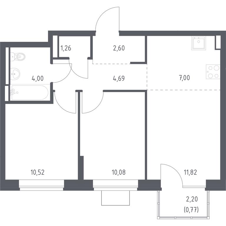 1-BD Apartment Sale, 52.74平方米 at Bogdanovskiy Les, derevnya Bogdanikha, Leninskiy City District, Moscow Region, Russia #1 1-BD Apartment Sale, 52.74平方米 at Bogdanovskiy Les, derevnya Bogdanikha, Leninskiy City District, Moscow Region, Russia #1
