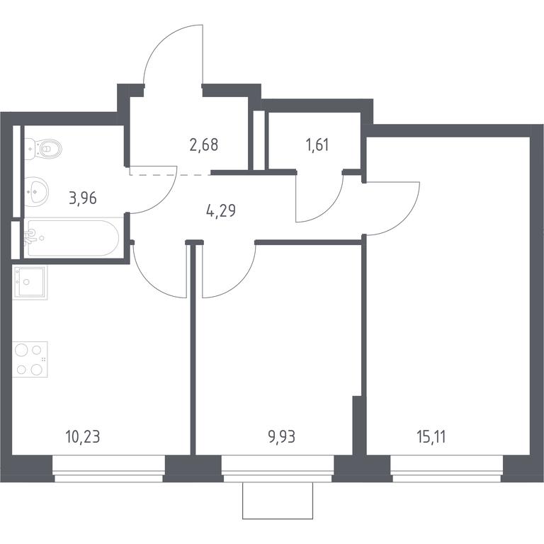1-BD Apartment Sale, 47.81 sq. m. at Bogdanovskiy Les, derevnya Bogdanikha, Leninskiy City District, Moscow Region, Russia #1 1-BD Apartment Sale, 47.81 sq. m. at Bogdanovskiy Les, derevnya Bogdanikha, Leninskiy City District, Moscow Region, Russia #1