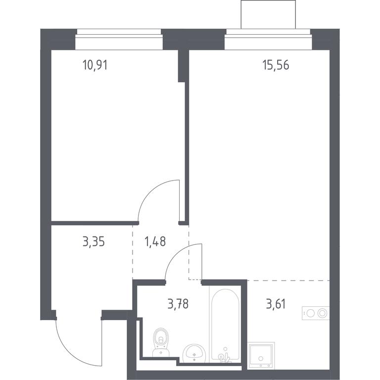 Apartment Sale, 38.69 sq. m. at Bogdanovskiy Les, derevnya Bogdanikha, Leninskiy City District, Moscow Region, Russia #1