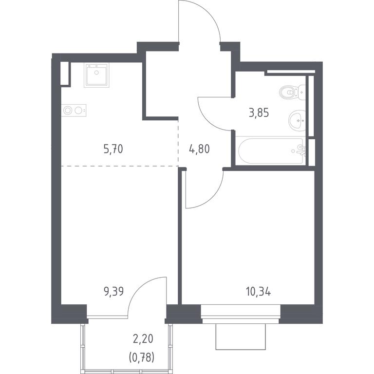 Apartment Sale, 34.86平方米 at Bogdanovskiy Les, derevnya Bogdanikha, Leninskiy City District, Moscow Region, Russia #1 Apartment Sale, 34.86平方米 at Bogdanovskiy Les, derevnya Bogdanikha, Leninskiy City District, Moscow Region, Russia #1