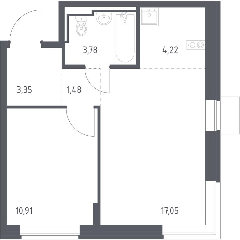 Apartment Sale, 40.79 sq. m. at Bogdanovskiy Les, derevnya Bogdanikha, Leninskiy City District, Moscow Region, Russia #1