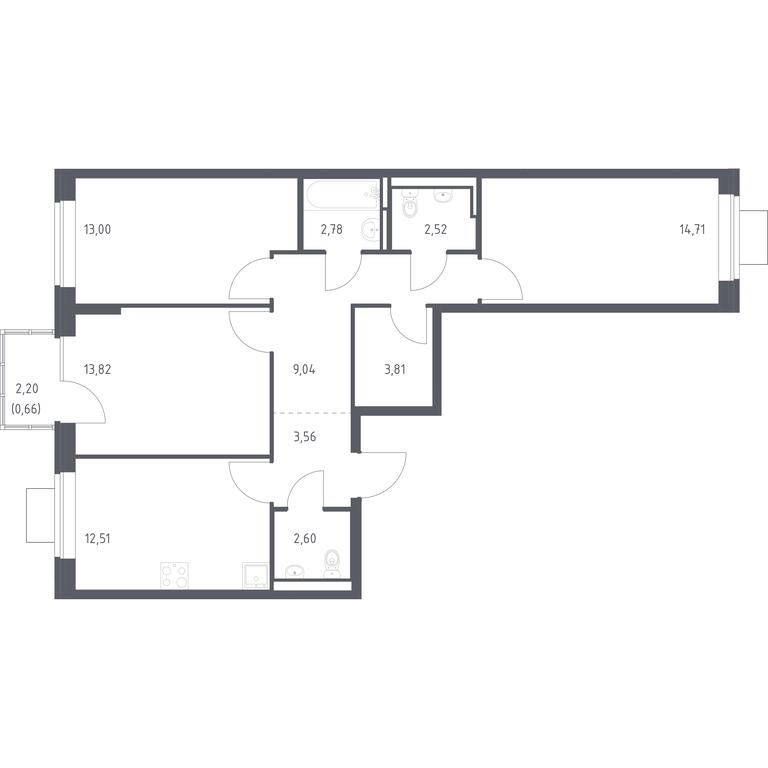 2-BD Apartment Sale, 79.01 sq. m. at Bogdanovskiy Les, derevnya Bogdanikha, Leninskiy City District, Moscow Region, Russia #1 2-BD Apartment Sale, 79.01 sq. m. at Bogdanovskiy Les, derevnya Bogdanikha, Leninskiy City District, Moscow Region, Russia #1