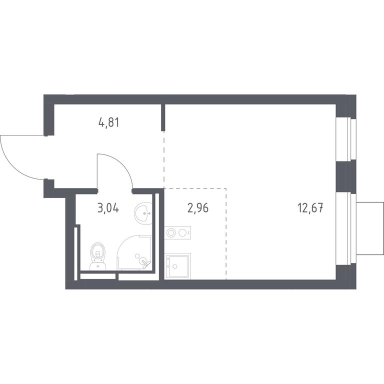 Apartment Sale, 23.48平方米 at Bogdanovskiy Les, derevnya Bogdanikha, Leninskiy City District, Moscow Region, Russia #1