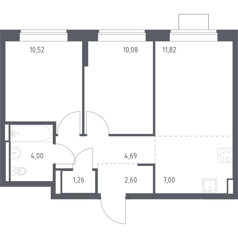 1-BD Apartment Sale, 51.97 sq. m. at Bogdanovskiy Les, derevnya Bogdanikha, Leninskiy City District, Moscow Region, Russia #1
