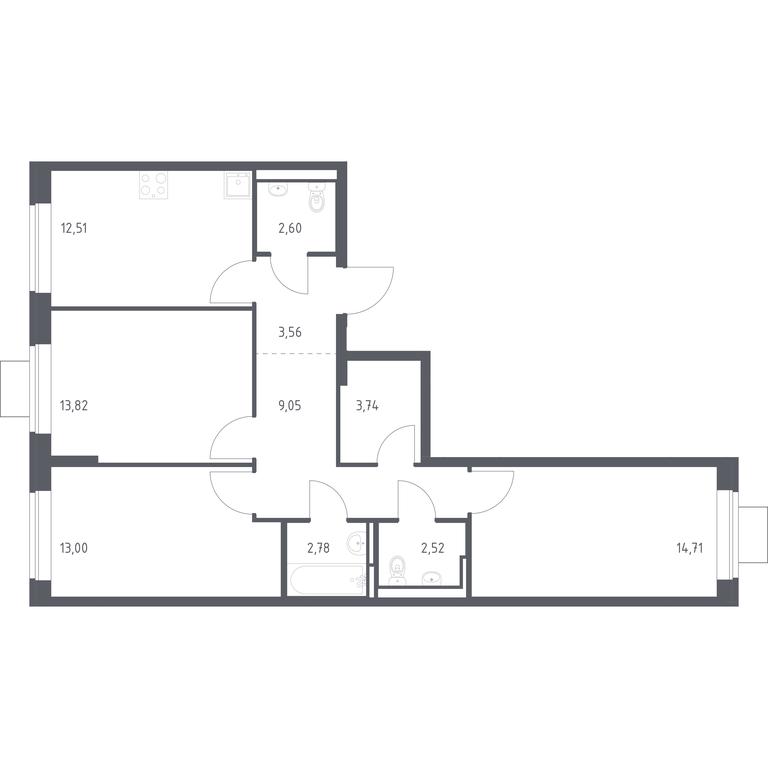 2-BD Apartment Sale, 78.29 sq. m. at Bogdanovskiy Les, derevnya Bogdanikha, Leninskiy City District, Moscow Region, Russia #1 2-BD Apartment Sale, 78.29 sq. m. at Bogdanovskiy Les, derevnya Bogdanikha, Leninskiy City District, Moscow Region, Russia #1