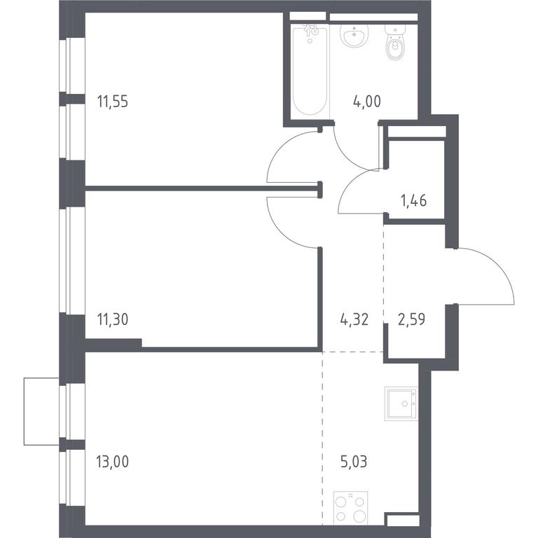 1-BD Apartment Sale, 53.25 sq. m. at Bogdanovskiy Les, derevnya Bogdanikha, Leninskiy City District, Moscow Region, Russia #1 1-BD Apartment Sale, 53.25 sq. m. at Bogdanovskiy Les, derevnya Bogdanikha, Leninskiy City District, Moscow Region, Russia #1