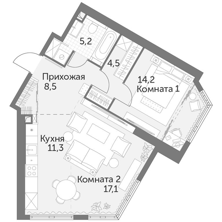 2-BD Apartment Sale, 60.8 sq. m. at Arkhitektor, Akademika Volgina Street, 2Д, Moscow, Russia #1 2-BD Apartment Sale, 60.8 sq. m. at Arkhitektor, Akademika Volgina Street, 2Д, Moscow, Russia #1