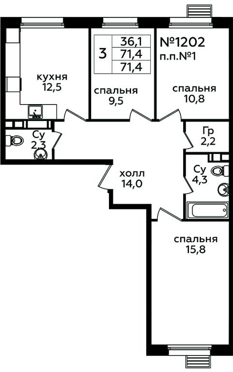 2-BD Apartment Sale, 71.4 sq. m. at Eko Bunino, prospekt Kuprina, 34к1, Sosenskoye Settlement, Moscow, Russia #1 2-BD Apartment Sale, 71.4 sq. m. at Eko Bunino, prospekt Kuprina, 34к1, Sosenskoye Settlement, Moscow, Russia #1