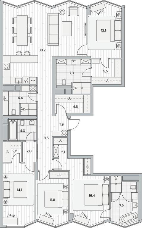 4-BD Apartment Sale, 145.5 sq. m. at Beregovoy, Beregovoy Drive, 2, Moscow, Russia #1