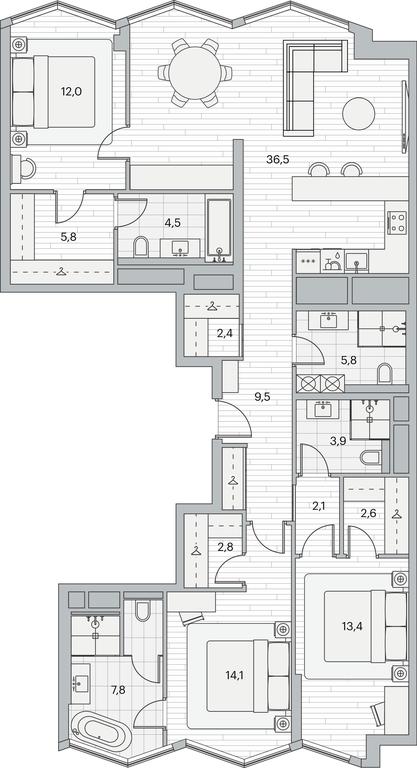 3-BD Apartment Sale, 125.2平方米 at Beregovoy, Beregovoy Drive, 2, Moscow, Russia #1