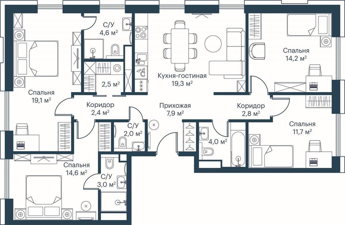 4-BD Apartment Sale, 108.2 sq. m. at City Bay, Volokolamskoye Highway, 95с3, Moscow, Russia #1