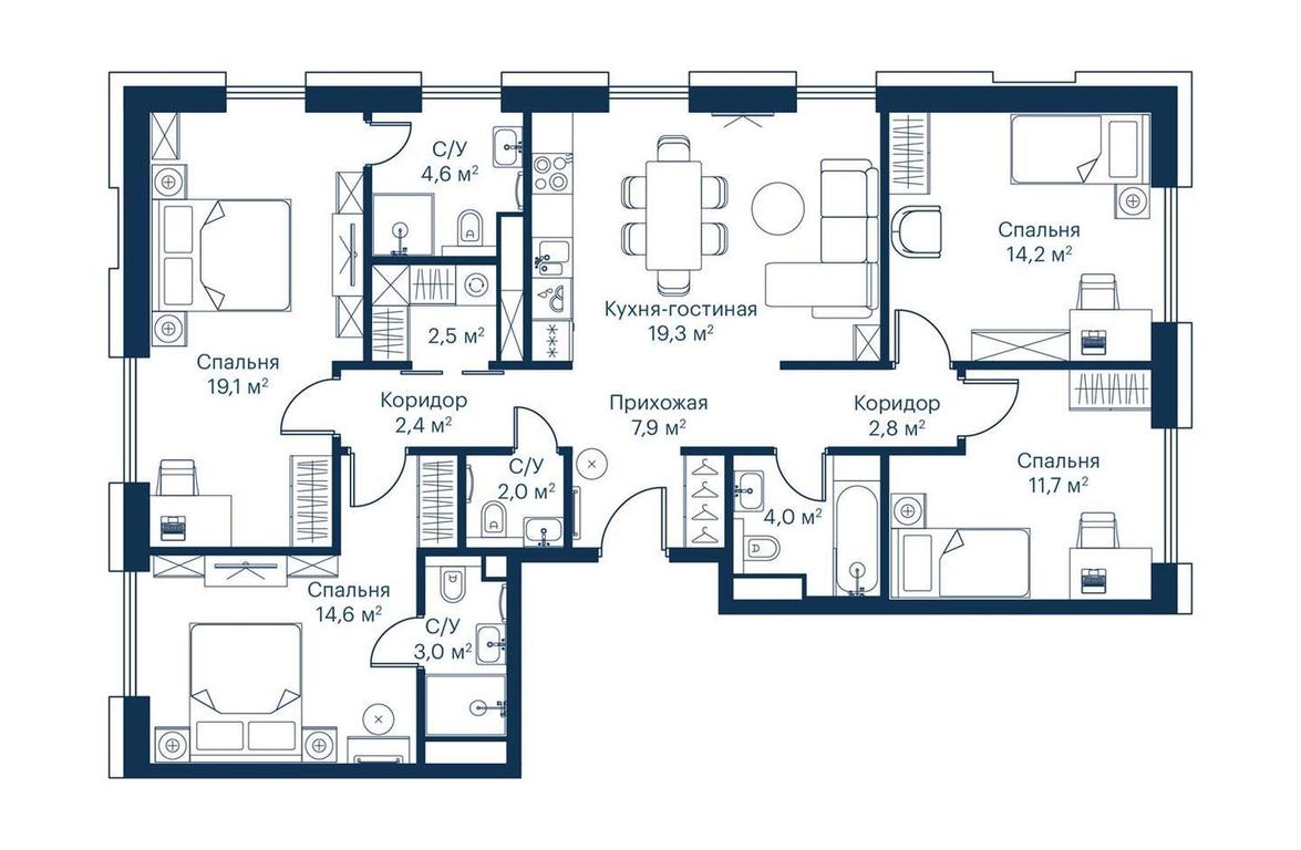 4-BD Apartment Sale, 108.2 sq. m. at City Bay, Volokolamskoye Highway, 95с3, Moscow, Russia #2