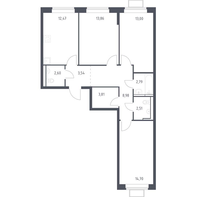 2-BD Apartment Sale, 78.26平方米 at Novoe Vidnoe, Kalinovka Village, Leninskiy City District, Moscow Region, Russia #1 2-BD Apartment Sale, 78.26平方米 at Novoe Vidnoe, Kalinovka Village, Leninskiy City District, Moscow Region, Russia #1