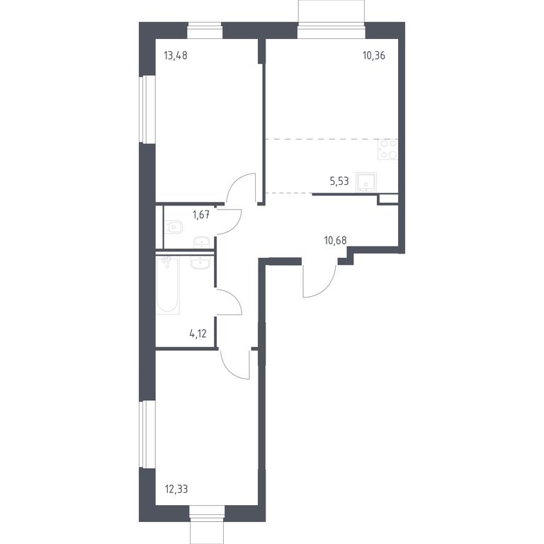 1-BD Apartment Sale, 58.17 sq. m. at Kvartal Domashnij, Donetskaya Street, 30с11, Moscow, Russia #1 1-BD Apartment Sale, 58.17 sq. m. at Kvartal Domashnij, Donetskaya Street, 30с11, Moscow, Russia #1