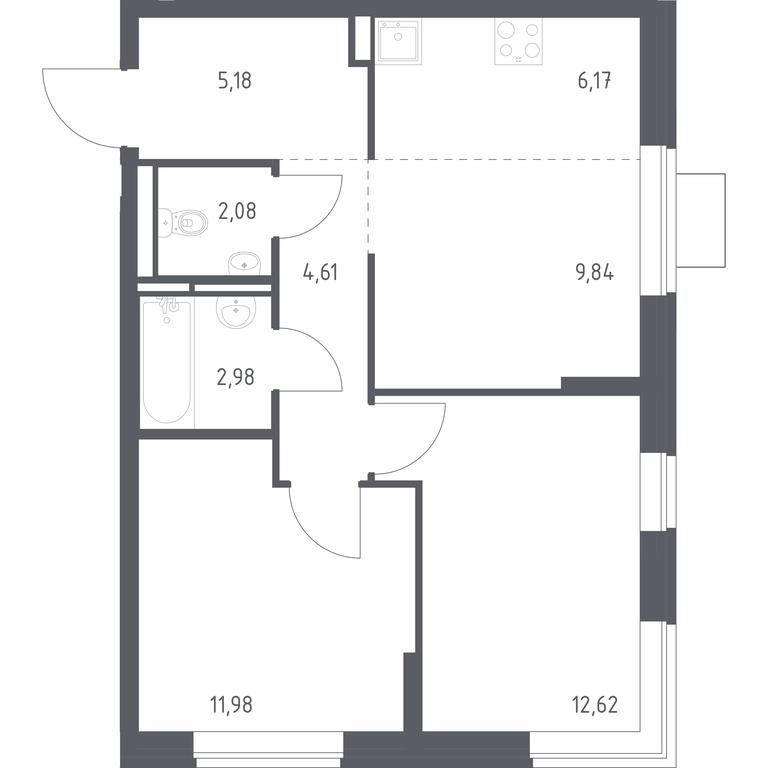 1-BD Apartment Sale, 55.46 sq. m. at Bogdanovskiy Les, derevnya Bogdanikha, Leninskiy City District, Moscow Region, Russia #1 1-BD Apartment Sale, 55.46 sq. m. at Bogdanovskiy Les, derevnya Bogdanikha, Leninskiy City District, Moscow Region, Russia #1