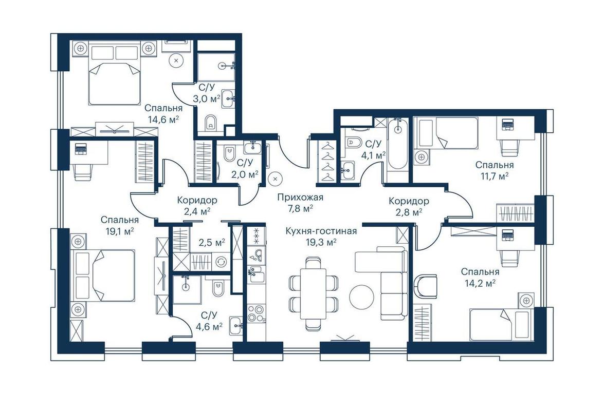 4-BD Apartment Sale, 108.3 sq. m. at City Bay, Volokolamskoye Highway, 95с3, Moscow, Russia #2