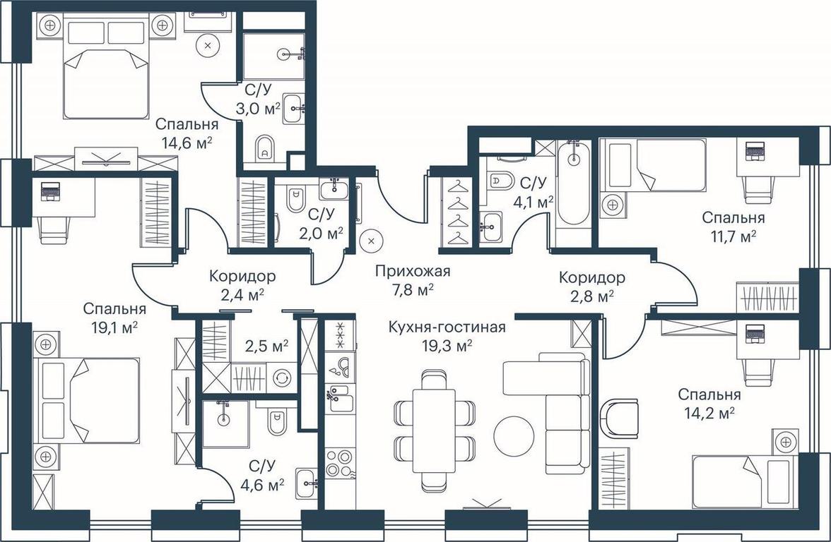 4-BD Apartment Sale, 108.3 sq. m. at City Bay, Volokolamskoye Highway, 95с3, Moscow, Russia #1