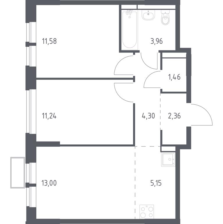 1-BD Apartment Sale, 53.05 sq. m. at Novoe Vidnoe, Kalinovka Village, Leninskiy City District, Moscow Region, Russia #1