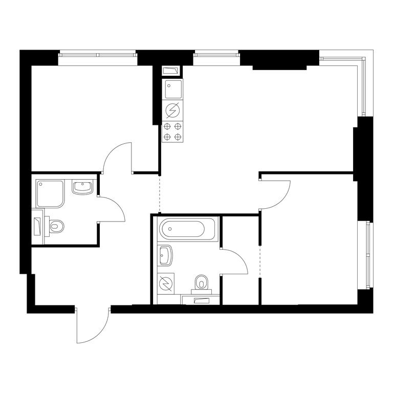 2-BD Apartment Sale, 57.1平方米 at Holland Park, Volokolamskoye Highway, 71/13к1, Moscow, Russia #1